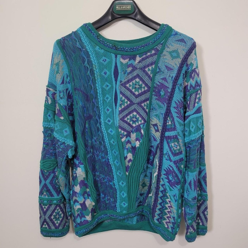 Tundra Size L Sweater Mens 3D Textured Knit Geometric Cotton Coogi Style Canada
